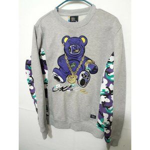 Bleecker & Mercer Sweatshirt Camouflage Embroidered Teddy Bear Men's Size Small